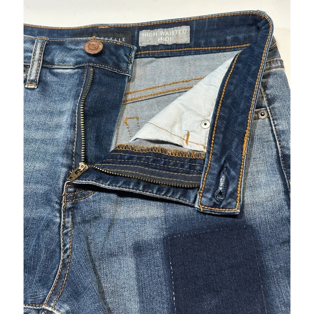 Aeropostale Patchwork Denim Shorts Women Sz 6 Blue High Waisted Midi Colorblock